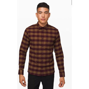 Lululemon MASONS PEAK FLANNEL IN CHECK PLAID MINI DARK ADOBE FRONTIER
